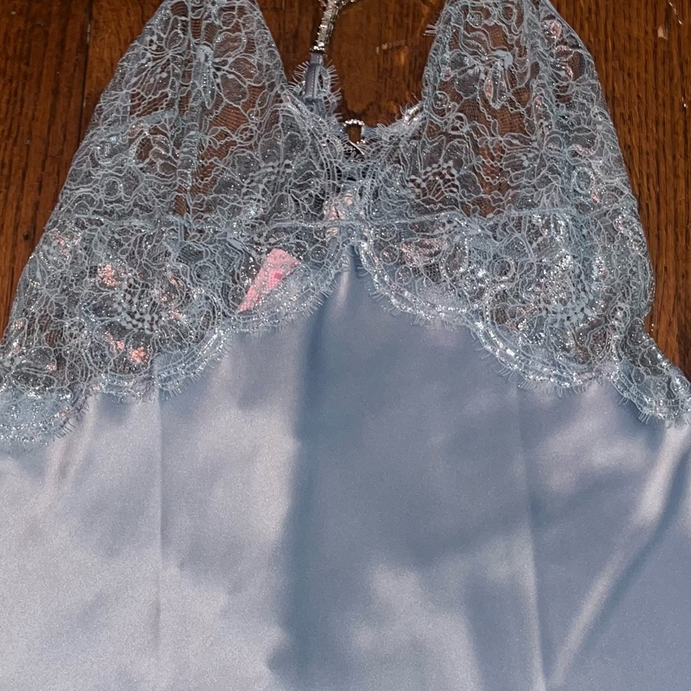 Victoria's Secret Blue Lace Satin Chemise
